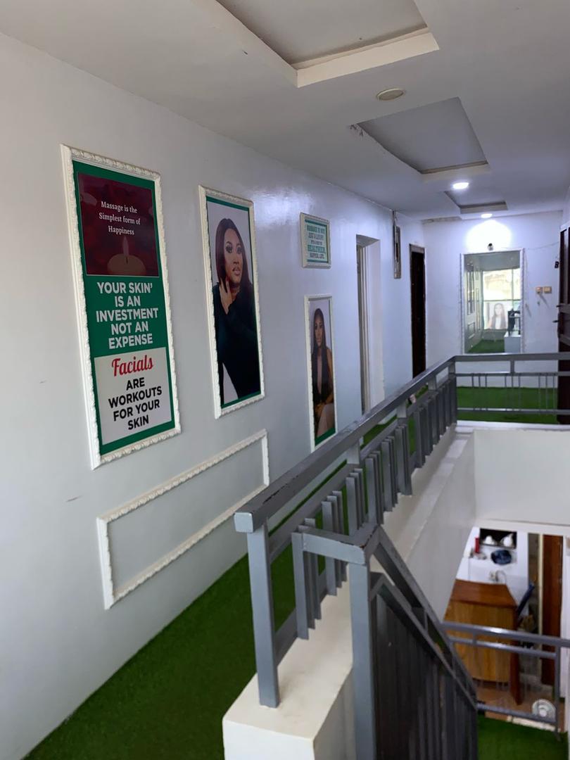 Hallway leading to D-Ril Spa treatment rooms