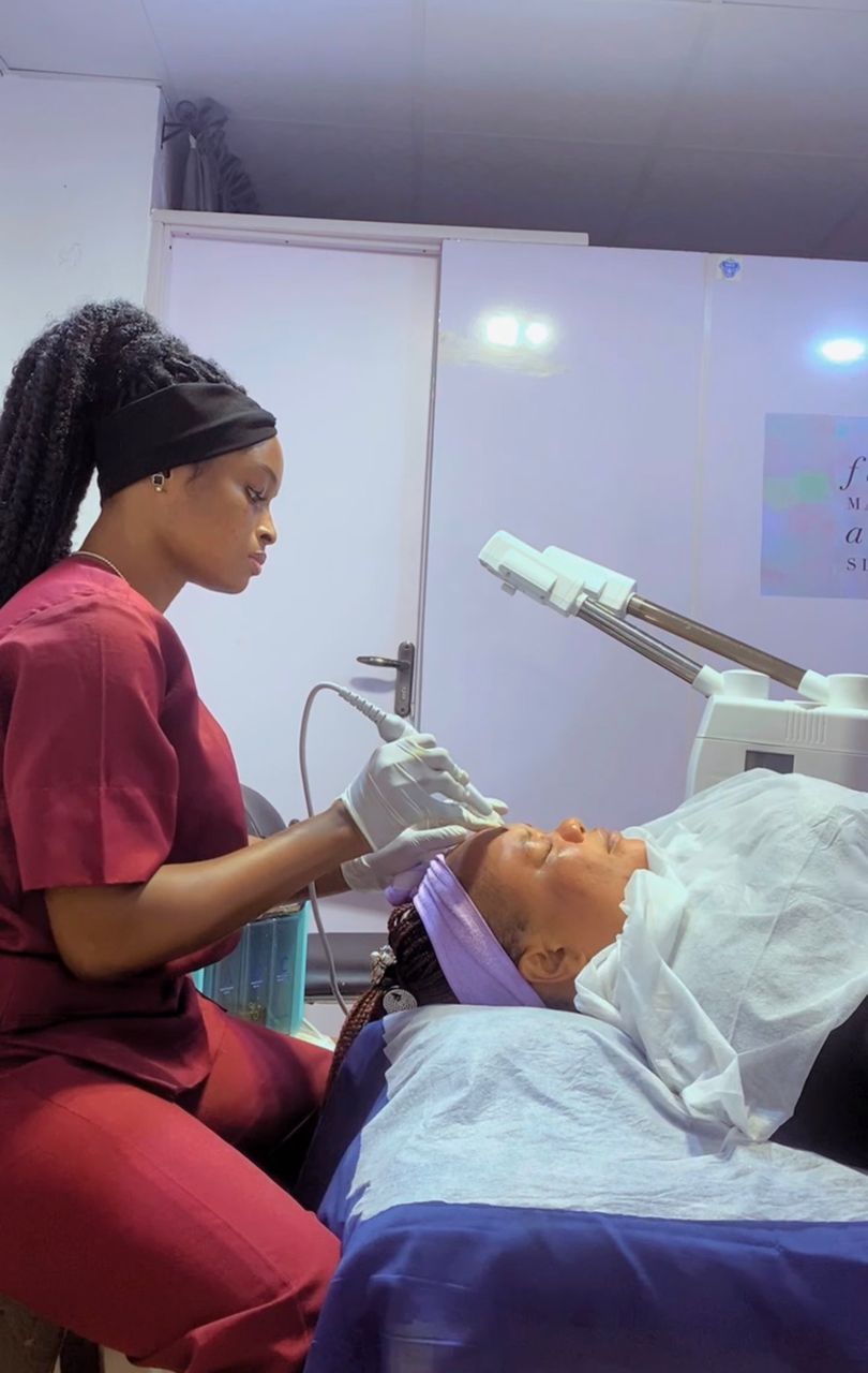 Guest receiving a facial treatment at D-Ril Spa
